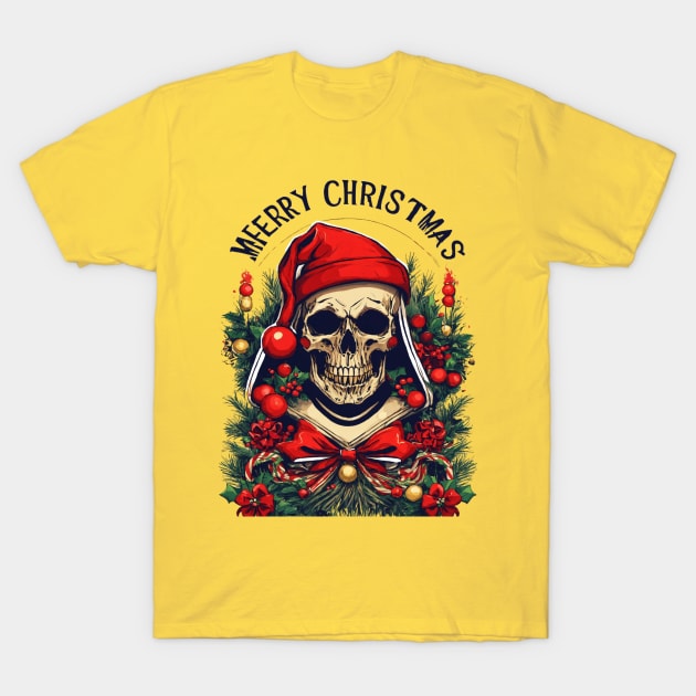 Death skull Merry Christmas T-Shirt by Polysh08